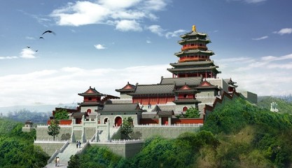 中式仿古建筑效果圖